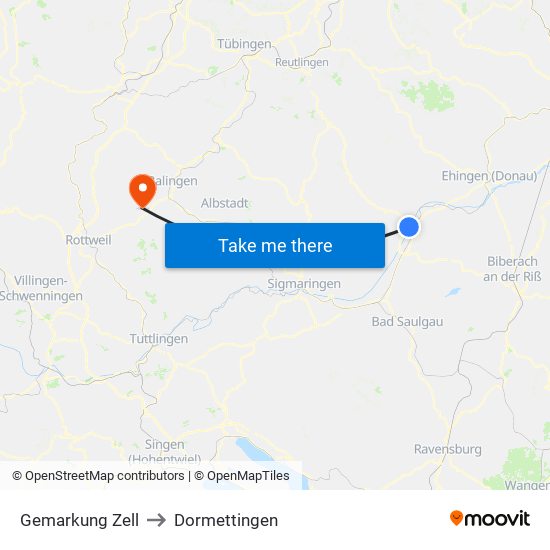 Gemarkung Zell to Dormettingen map