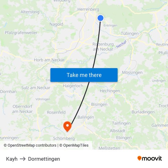 Kayh to Dormettingen map