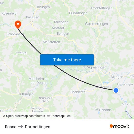 Rosna to Dormettingen map