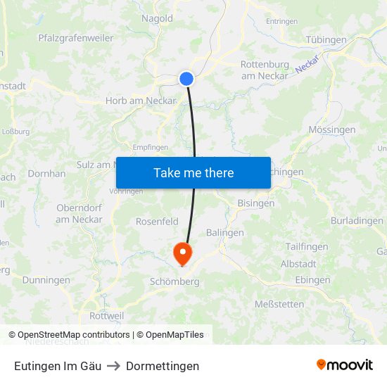 Eutingen Im Gäu to Dormettingen map