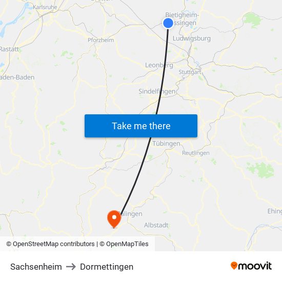 Sachsenheim to Dormettingen map