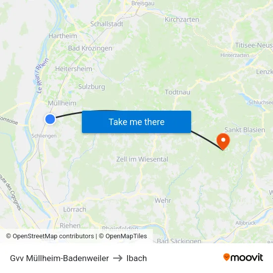 Gvv Müllheim-Badenweiler to Ibach map