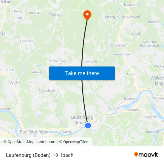 Laufenburg (Baden) to Ibach map