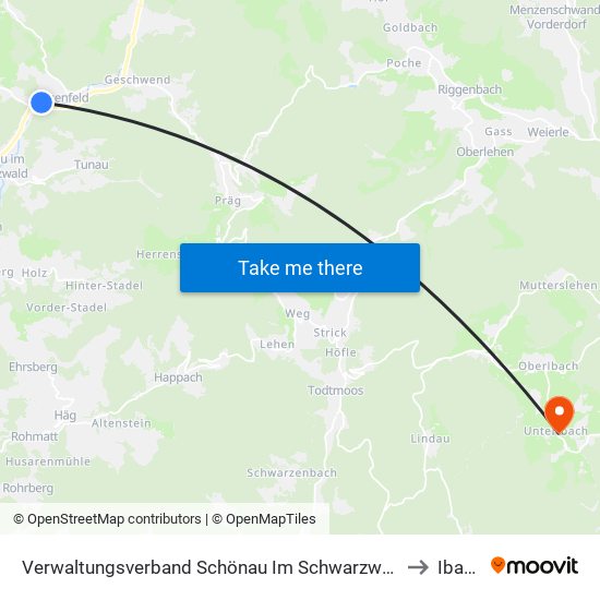 Verwaltungsverband Schönau Im Schwarzwald to Ibach map