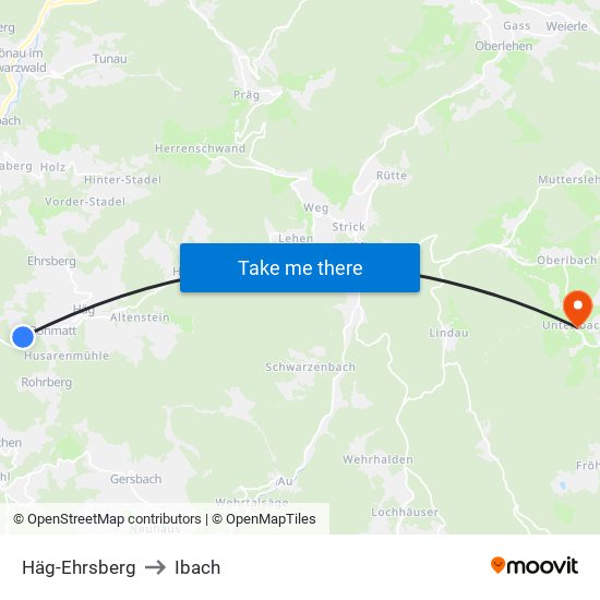 Häg-Ehrsberg to Ibach map
