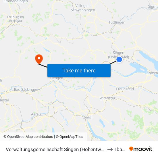 Verwaltungsgemeinschaft Singen (Hohentwiel) to Ibach map