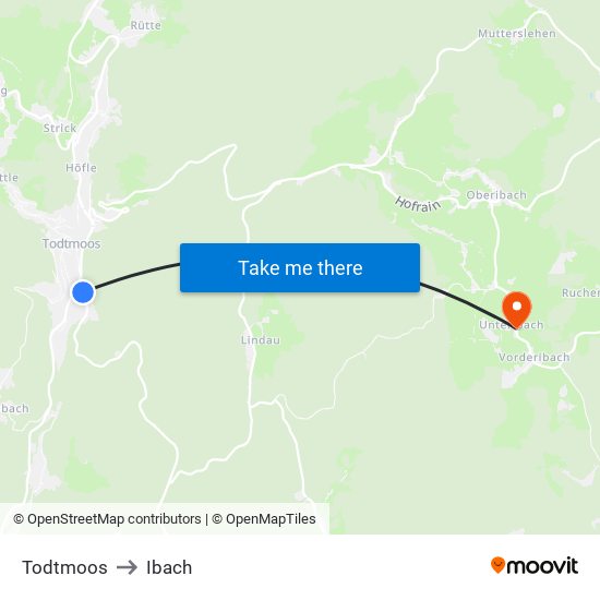 Todtmoos to Ibach map