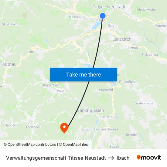 Verwaltungsgemeinschaft Titisee-Neustadt to Ibach map