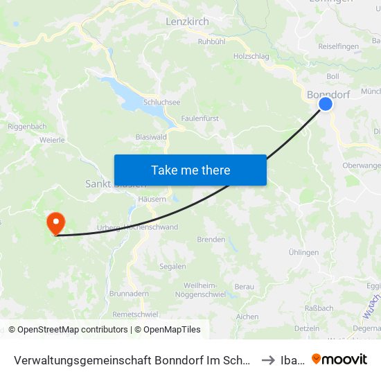 Verwaltungsgemeinschaft Bonndorf Im Schwarzwald to Ibach map