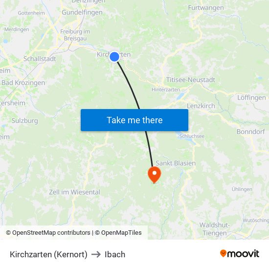 Kirchzarten (Kernort) to Ibach map