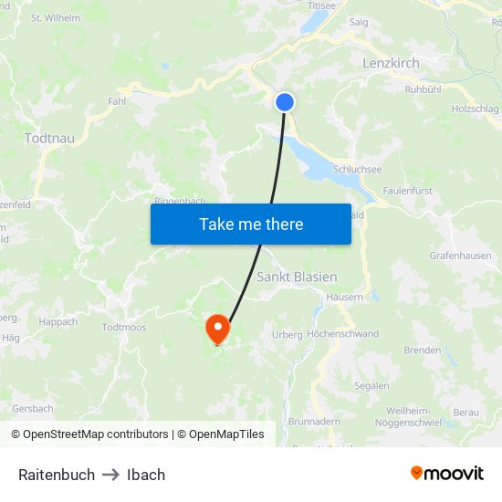 Raitenbuch to Ibach map