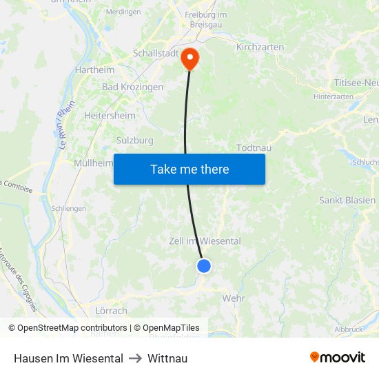 Hausen Im Wiesental to Wittnau map
