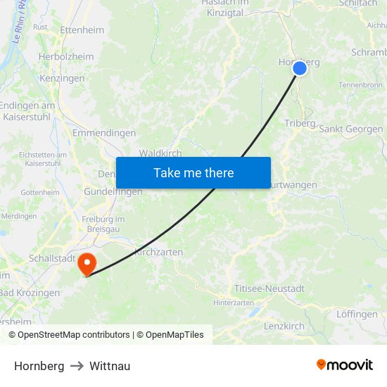 Hornberg to Wittnau map