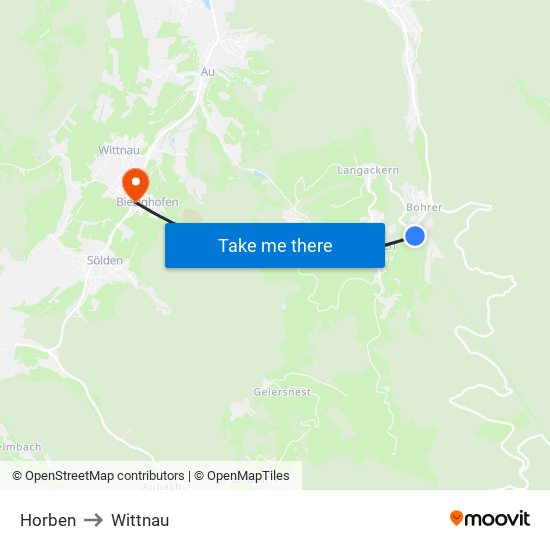 Horben to Wittnau map