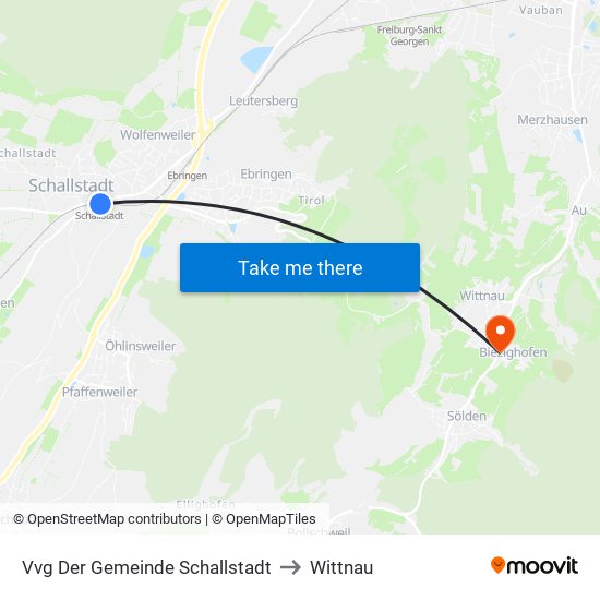 Vvg Der Gemeinde Schallstadt to Wittnau map