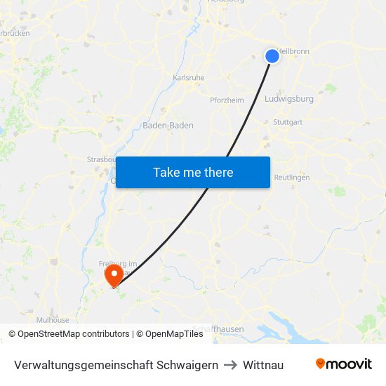 Verwaltungsgemeinschaft Schwaigern to Wittnau map