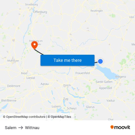 Salem to Wittnau map