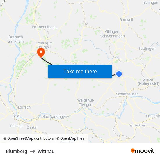 Blumberg to Wittnau map
