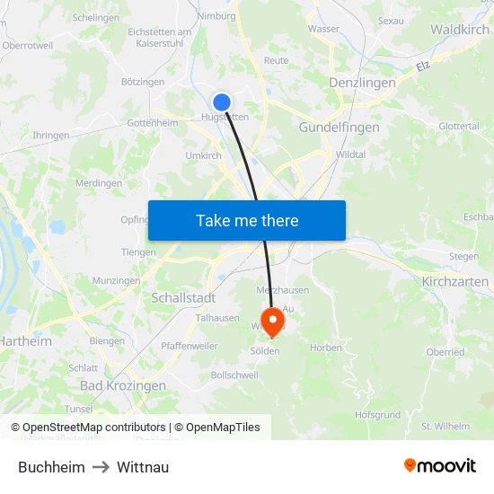 Buchheim to Wittnau map