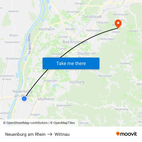 Neuenburg am Rhein to Wittnau map