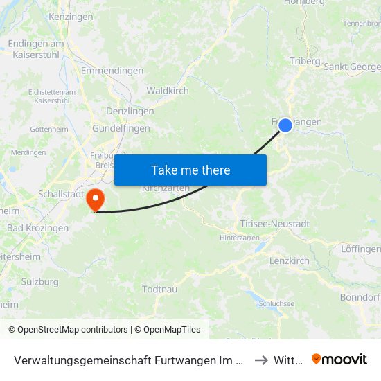 Verwaltungsgemeinschaft Furtwangen Im Schwarzwald to Wittnau map