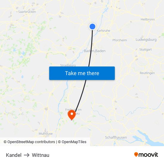 Kandel to Wittnau map