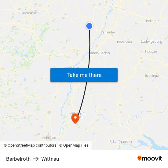 Barbelroth to Wittnau map