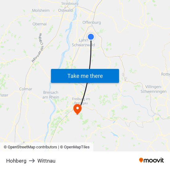 Hohberg to Wittnau map