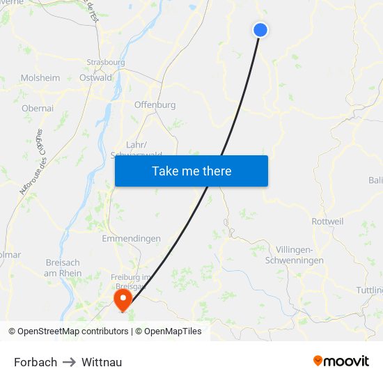 Forbach to Wittnau map