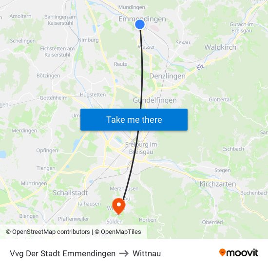 Vvg Der Stadt Emmendingen to Wittnau map