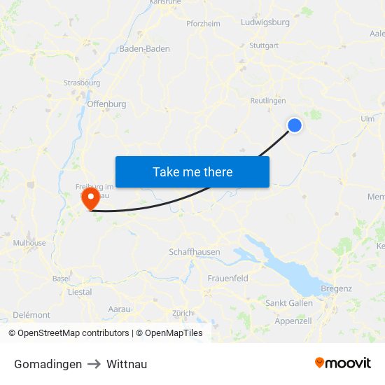 Gomadingen to Wittnau map