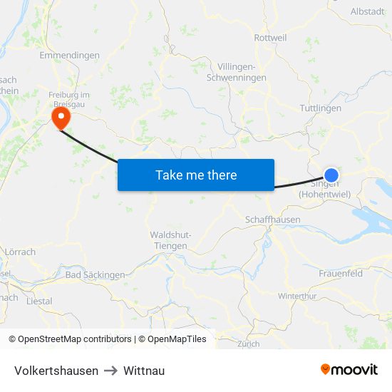 Volkertshausen to Wittnau map