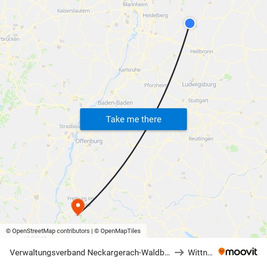 Verwaltungsverband Neckargerach-Waldbrunn to Wittnau map