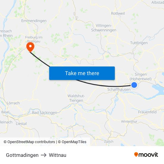 Gottmadingen to Wittnau map