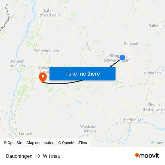 Dauchingen to Wittnau map