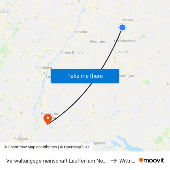 Verwaltungsgemeinschaft Lauffen am Neckar to Wittnau map