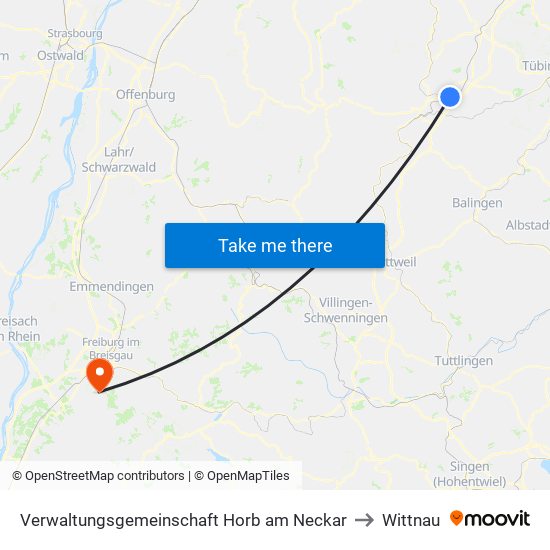 Verwaltungsgemeinschaft Horb am Neckar to Wittnau map