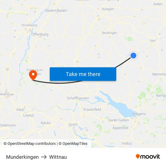 Munderkingen to Wittnau map