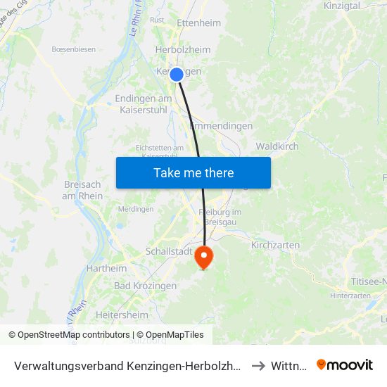 Verwaltungsverband Kenzingen-Herbolzheim to Wittnau map