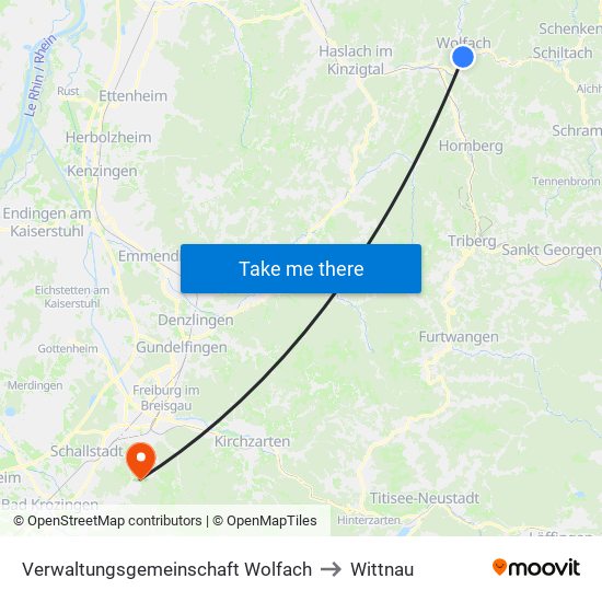 Verwaltungsgemeinschaft Wolfach to Wittnau map