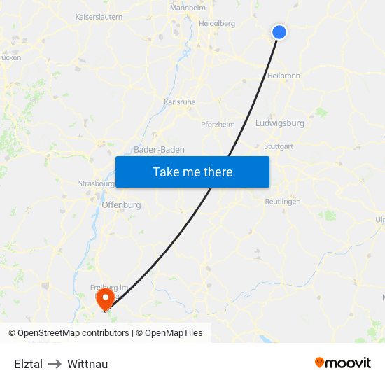 Elztal to Wittnau map