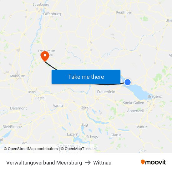 Verwaltungsverband Meersburg to Wittnau map