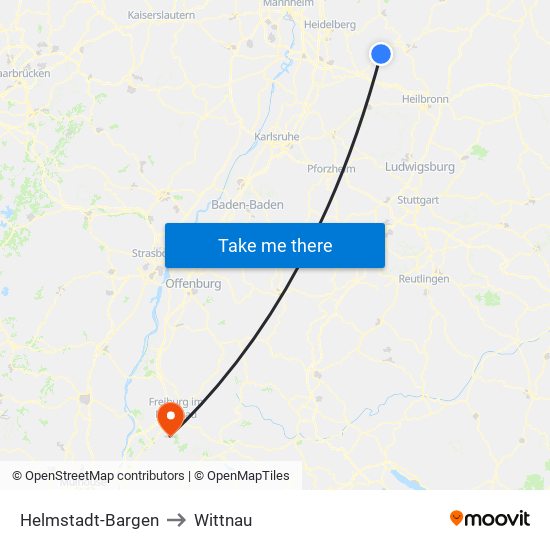 Helmstadt-Bargen to Wittnau map