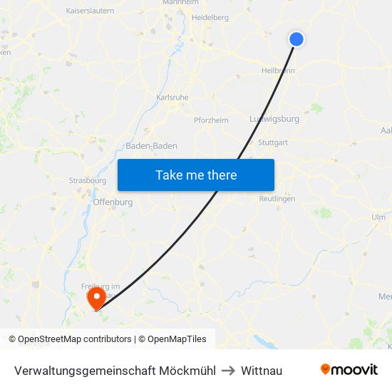 Verwaltungsgemeinschaft Möckmühl to Wittnau map