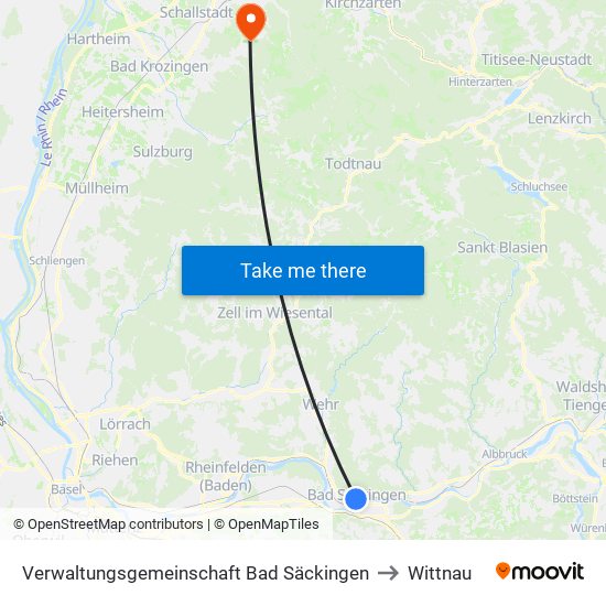 Verwaltungsgemeinschaft Bad Säckingen to Wittnau map