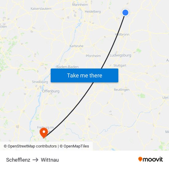 Schefflenz to Wittnau map