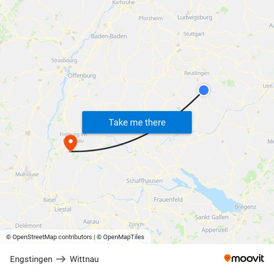 Engstingen to Wittnau map