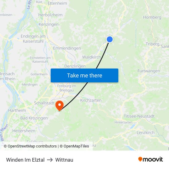 Winden Im Elztal to Wittnau map