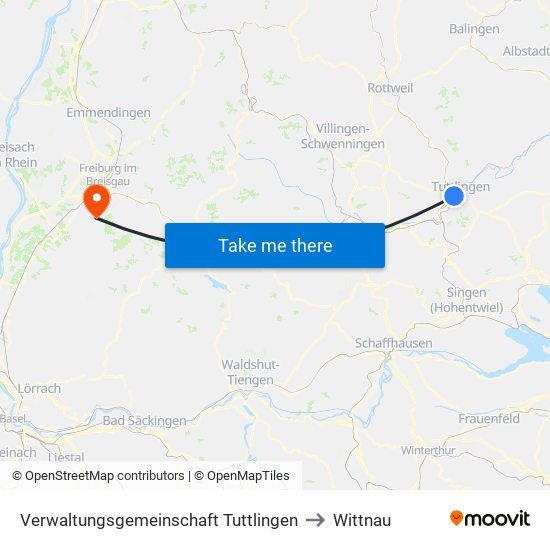 Verwaltungsgemeinschaft Tuttlingen to Wittnau map