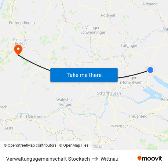 Verwaltungsgemeinschaft Stockach to Wittnau map